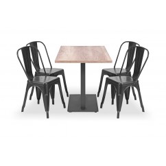 Zestaw mebli kawiarnianych - stolik ROXY DUO, krzesła PARIS inspirowane TOLIX czarne