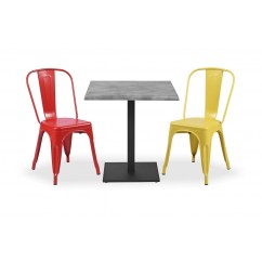 Zestaw mebli kawiarnianych - stolik ROXY, krzesła PARIS inspirowane TOLIX kolorowe