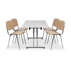Zestaw mebli konferencyjnych - stół FOLD, krzesła ISO WOOD